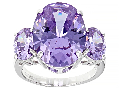 Lavender Cubic Zirconia Rhodium Over Sterling Silver 20.90ctw