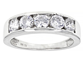 White Cubic Zirconia Rhodium Over Sterling Silver Band Ring 2.30ctw
