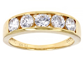 White Cubic Zirconia 18K Yellow Gold Over Sterling Silver Band Ring 2.30ctw