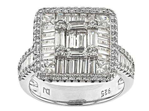 White Cubic Zirconia Rhodium Over Sterling Silver Ring 3.88ctw
