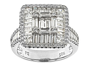 White Cubic Zirconia Rhodium Over Sterling Silver Ring 3.88ctw