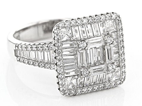 White Cubic Zirconia Rhodium Over Sterling Silver Ring 3.88ctw