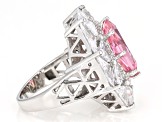 Pink And White Cubic Zirconia Rhodium Over Sterling Silver Ring 19.75ctw