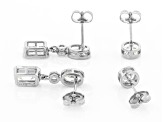 White Cubic Zirconia Rhodium Over Sterling Silver Earrings Set of 2 6.86ctw