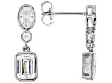 White Cubic Zirconia Rhodium Over Sterling Silver Earrings Set of 2 6.86ctw