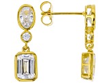 White Cubic Zirconia 18K Yellow Gold Over Sterling Silver Earrings Set of 2 6.86ctw
