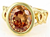 Brown Cubic Zirconia 18k Yellow Gold Over Sterling Silver Ring 8.45ctw