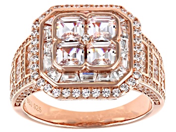 Picture of White Cubic Zirconia 18K Rose Gold Over Sterling Silver Asscher Cut Ring 6.31ctw