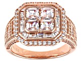 White Cubic Zirconia 18K Rose Gold Over Sterling Silver Asscher Cut Ring 6.31ctw