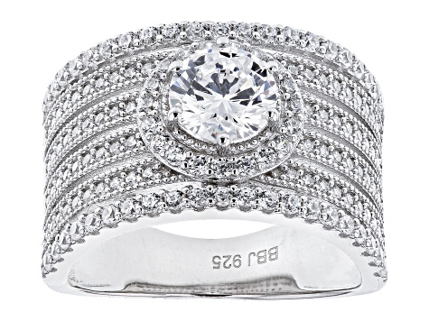 White Cubic Zirconia Rhodium Over Sterling Silver Ring 3.54ctw