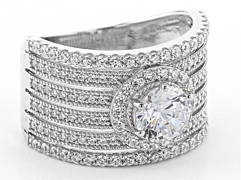 White Cubic Zirconia Rhodium Over Sterling Silver Ring 3.54ctw
