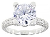 White Cubic Zirconia Rhodium Over Sterling Silver Ring 7.82ctw
