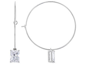 Picture of White Cubic Zirconia Rhodium Over Sterling Silver Hoop Earrings 5.00ctw