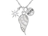 White Cubic Zirconia Rhodium Over Sterling Silver Inspirational Pendant With Chain 1.37ctw