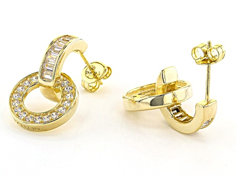 White Cubic Zirconia 18K Yellow Gold Over Sterling Silver Earrings 1.90ctw