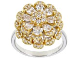 White Cubic Zirconia Rhodium And 18K Yellow Gold Over Sterling Silver Ring 5.82ctw