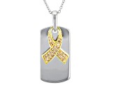 Champagne Cubic Zirconia Rhodium And 18K Yellow Gold Over Sterling Silver Pendant With Chain 0.41ctw