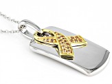 Champagne Cubic Zirconia Rhodium And 18K Yellow Gold Over Sterling Silver Pendant With Chain 0.41ctw