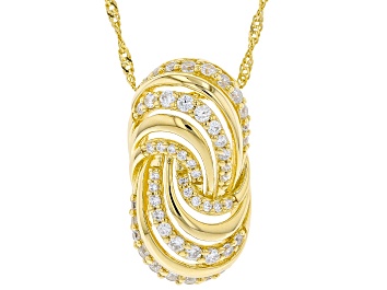 Picture of White Cubic Zirconia 18K Yellow Gold Over Sterling Silver Pendant With Chain 1.05ctw