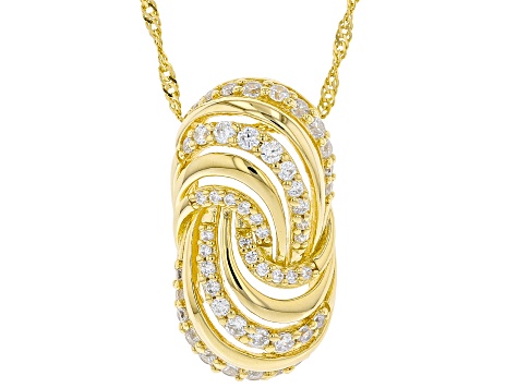 White Cubic Zirconia 18K Yellow Gold Over Sterling Silver Pendant With Chain 1.05ctw