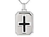 Black Cubic Zirconia Rhodium Over Sterling Silver Cross Pendant With Chain 1.29ctw