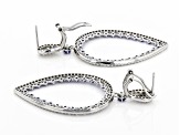 Lab Created Blue Spinel And White Cubic Zirconia Rhodium Over Sterling Silver Earrings 5.45ctw