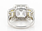 Yellow And White Cubic Zirconia Rhodium Over Sterling Silver Ring 8.73ctw