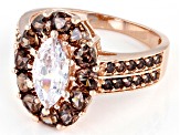 Mocha And White Cubic Zirconia 18K Rose Gold Over Sterling Silver Ring 4.23ctw