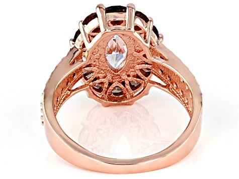 Mocha And White Cubic Zirconia 18K Rose Gold Over Sterling Silver Ring 4.23ctw