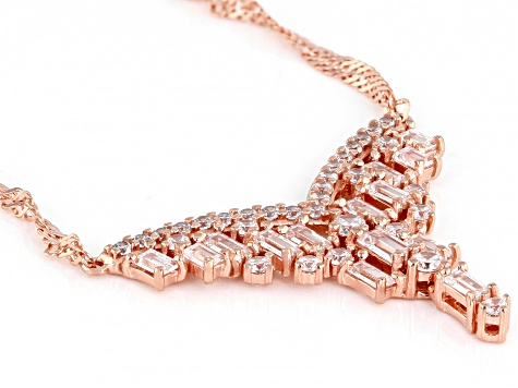 White Cubic Zirconia 18K Rose Gold Over Sterling Silver Necklace 1.85ctw
