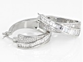White Cubic Zirconia Platinum Over Sterling Silver Hoop Earrings 3.03ctw