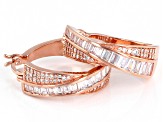White Cubic Zirconia 18K Rose Gold Over Sterling Silver Hoop Earrings 3.03ctw
