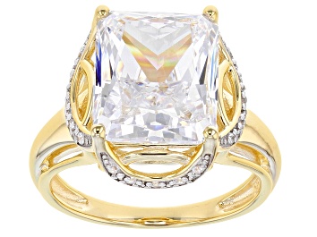Picture of White Cubic Zirconia Rhodium And 18K Yellow Gold Over Sterling Silver Ring 12.04ctw