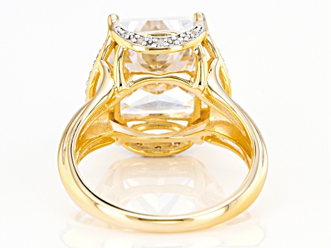 White Cubic Zirconia Rhodium And 18K Yellow Gold Over Sterling Silver Ring 12.04ctw