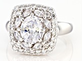 White Cubic Zirconia Rhodium Over Sterling Silver Ring 5.46ctw