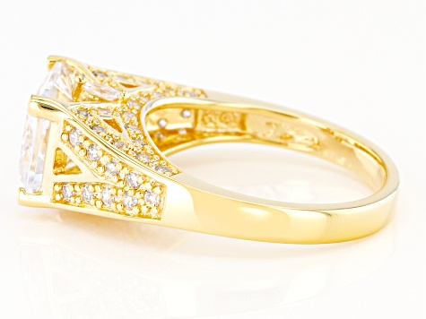 ジュリ　T, V White Cubic Zirconia 18K Yellow Gold Over Sterling Silver Ring