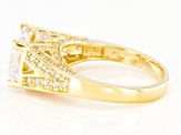 White Cubic Zirconia 18K Yellow Gold Over Sterling Silver Ring 7.29ctw