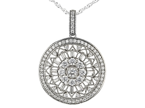 White Cubic Zirconia Rhodium Over Sterling Silver Pendant With Chain 2.48ctw