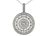 White Cubic Zirconia Rhodium Over Sterling Silver Pendant With Chain 2.48ctw