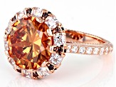 Champagne, Mocha, And White Cubic Zirconia 18K Rose Gold Over Sterling Silver Ring 13.74ctw
