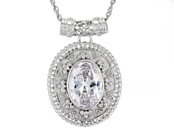 Picture of White Cubic Zirconia Rhodium Over Sterling Silver Pendant With Chain 11.88ctw