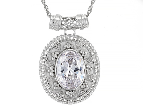 White Cubic Zirconia Rhodium Over Sterling Silver Pendant With Chain 11.88ctw