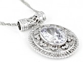 White Cubic Zirconia Rhodium Over Sterling Silver Pendant With Chain 11.88ctw