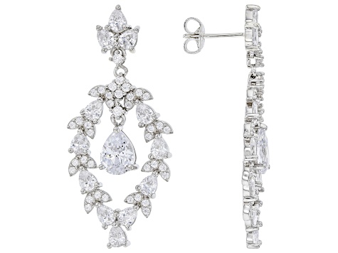White Cubic Zirconia Rhodium Over Sterling Silver Earrings 10.96ctw