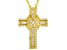 White Cubic Zirconia 18K Yellow Gold Over Sterling Silver Cross Pendant With Chain 1.60ctw