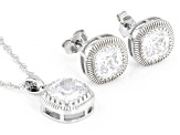White Cubic Zirconia Rhodium Over Sterling Silver Pendant With Chain And Earrings 9.35ctw