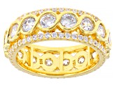 White Cubic Zirconia 18K Yellow Gold Over Sterling Silver Ring And Earrings 9.30ctw