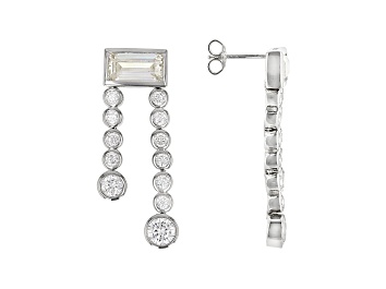 Picture of White Cubic Zirconia Rhodium Over Sterling Silver Earrings 11.24ctw