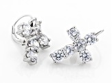 White Cubic Zirconia Rhodium Over Sterling Silver Cross Earrings 5.38ctw