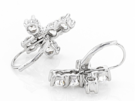 White Cubic Zirconia Rhodium Over Sterling Silver Cross Earrings 5.38ctw